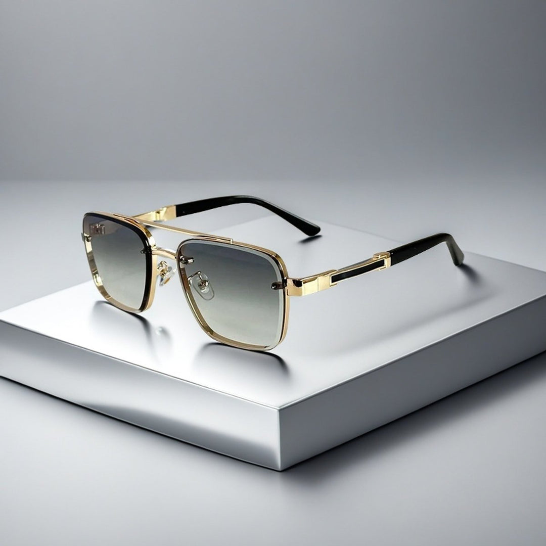 Aviator-Square Fusion Gold-Tone Gradient Lens Sunglasses - Green