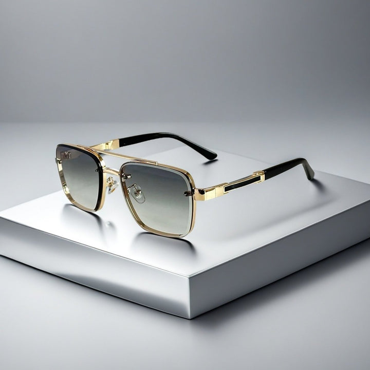 Aviator-Square Fusion Gold-Tone Gradient Lens Sunglasses - Green