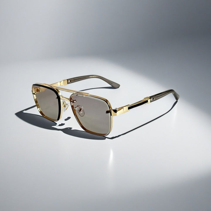 Aviator-Square Fusion Gold-Tone Gradient Lens Sunglasses - Gold