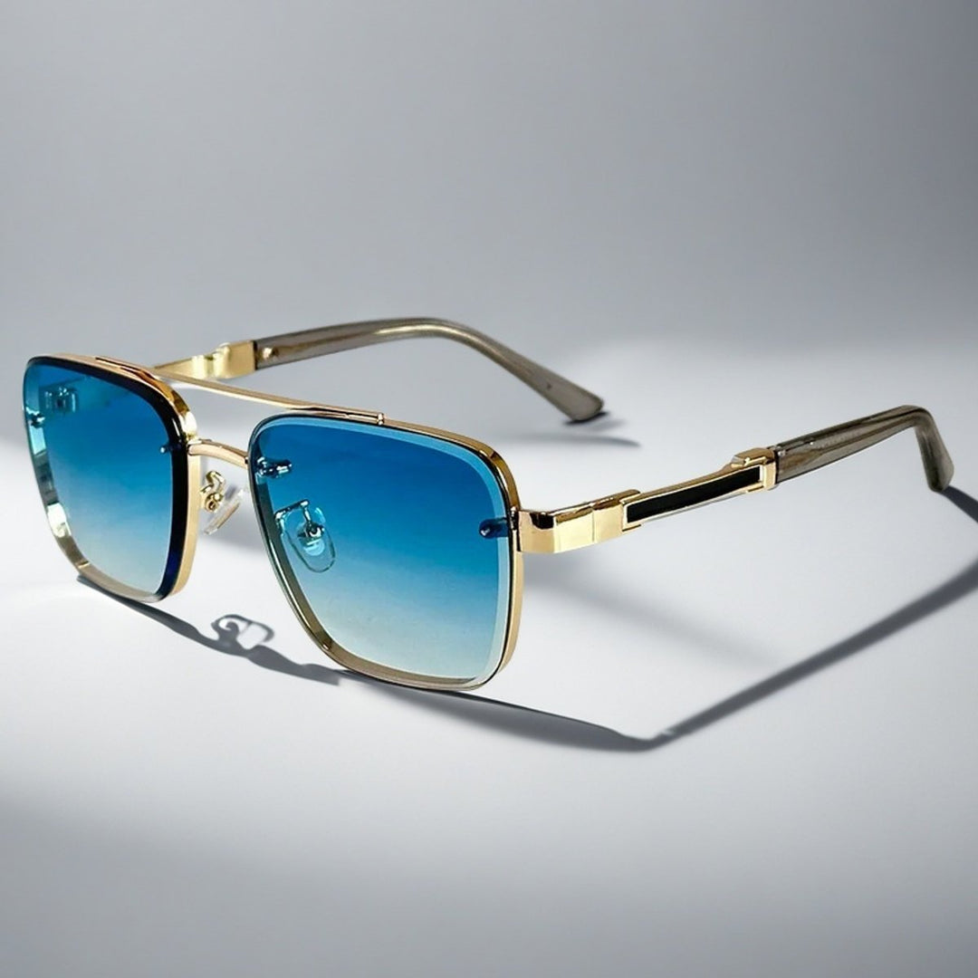 Aviator-Square Fusion Gold-Tone Gradient Lens Sunglasses - Blue