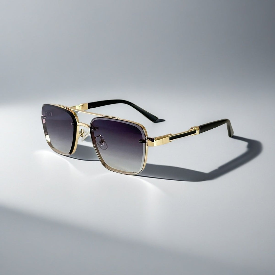 Aviator-Square Fusion Gold-Tone Gradient Lens Sunglasses - Purple