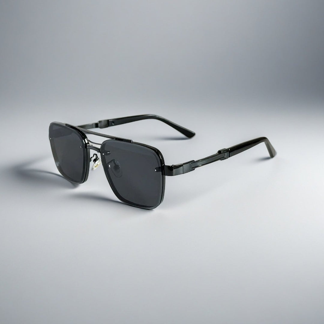 Aviator-Square Fusion Gold-Tone Gradient Lens Sunglasses - Black