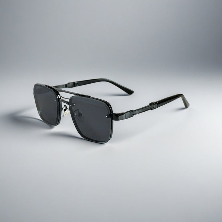 Aviator-Square Fusion Gold-Tone Gradient Lens Sunglasses - Black