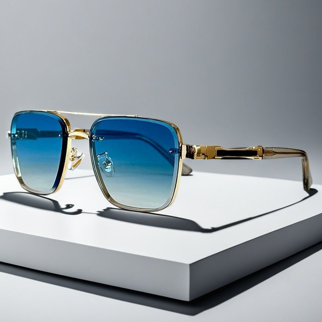 Aviator-Square Fusion Gold-Tone Gradient Lens Sunglasses