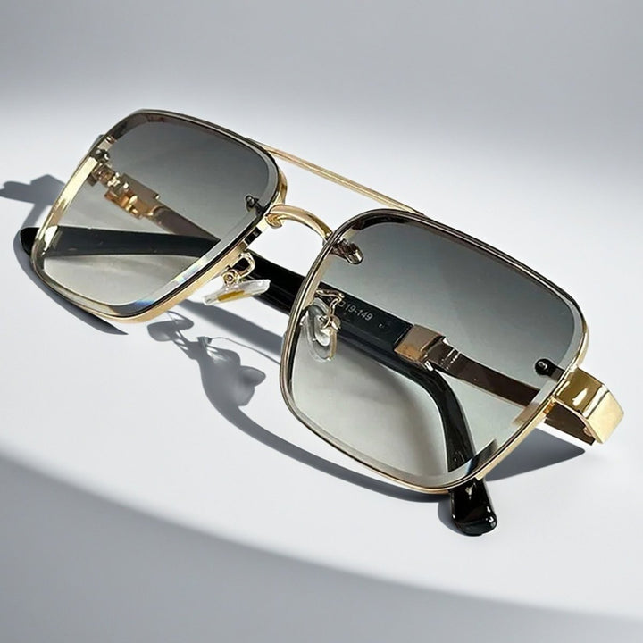 Aviator-Square Fusion Gold-Tone Gradient Lens Sunglasses