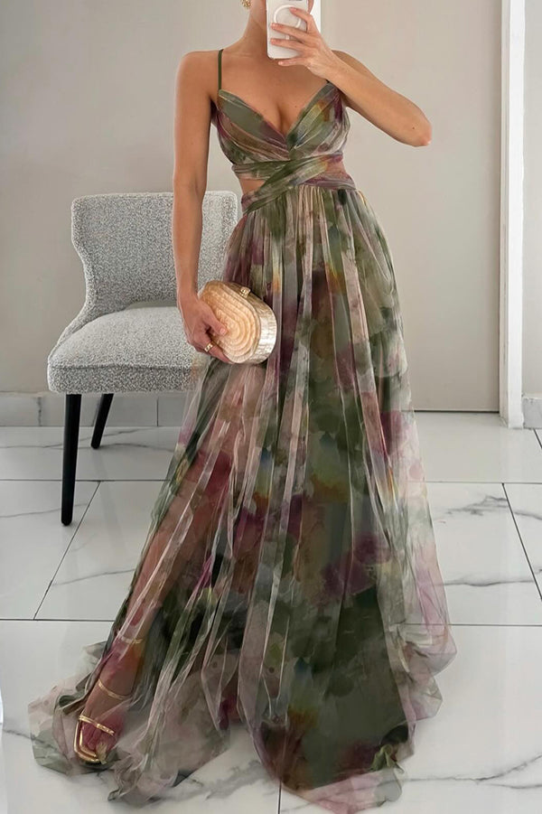 Alice | Women’s Printed Spaghetti Strap Maxi Dress