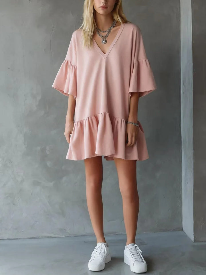 Sophie | Boho Flowy Dress Flutter Sleeves Floral Print Midi