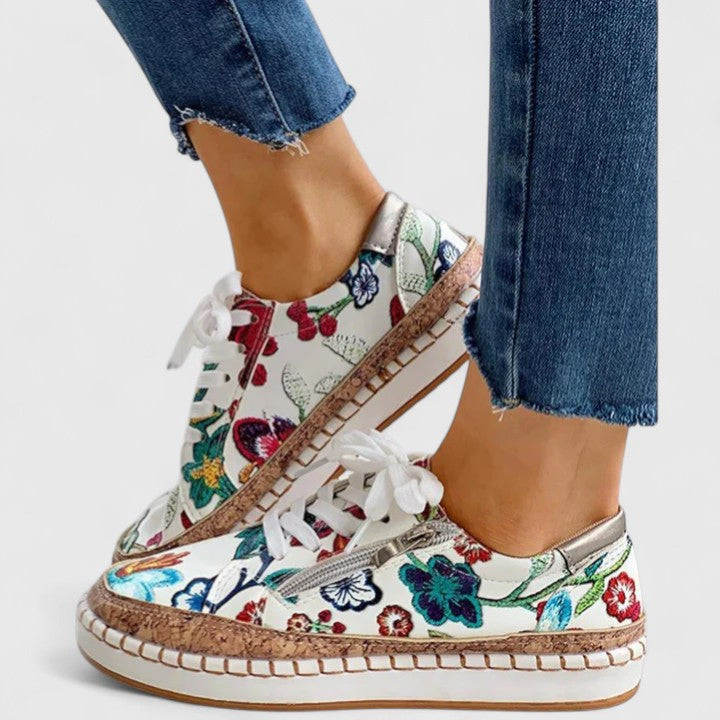Samantha | Womens Floral Platform Sneakers