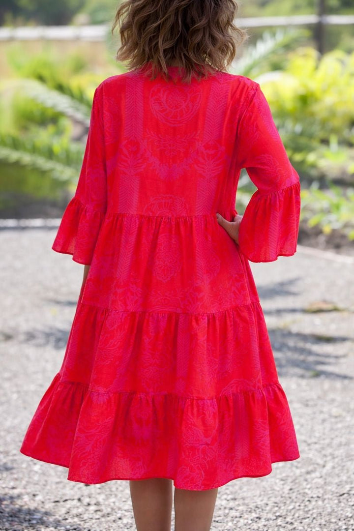 Boho Maxi Dress V-Neck Tiered Long Sleeve Flowy