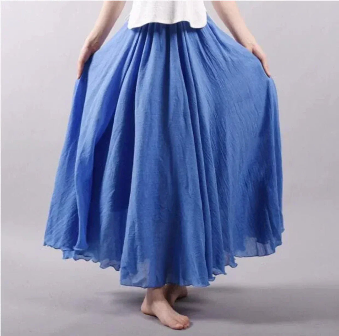 Boho Maxi Skirt High Waist Cotton Full Circle Flowy