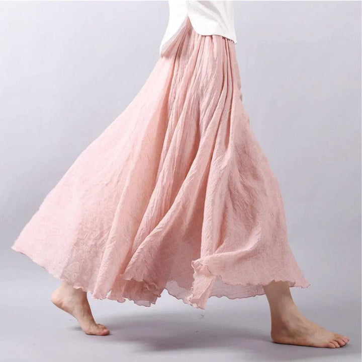 Boho Maxi Skirt High Waist Cotton Full Circle Flowy - Rosa