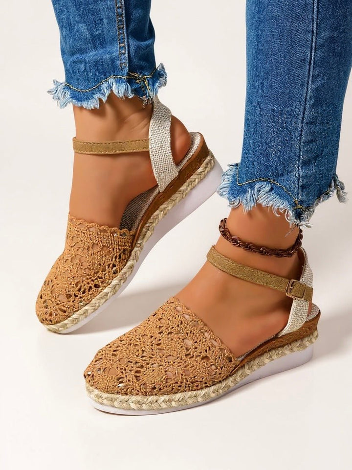 Boho Platform Sandals Crochet Woven Espadrille Women