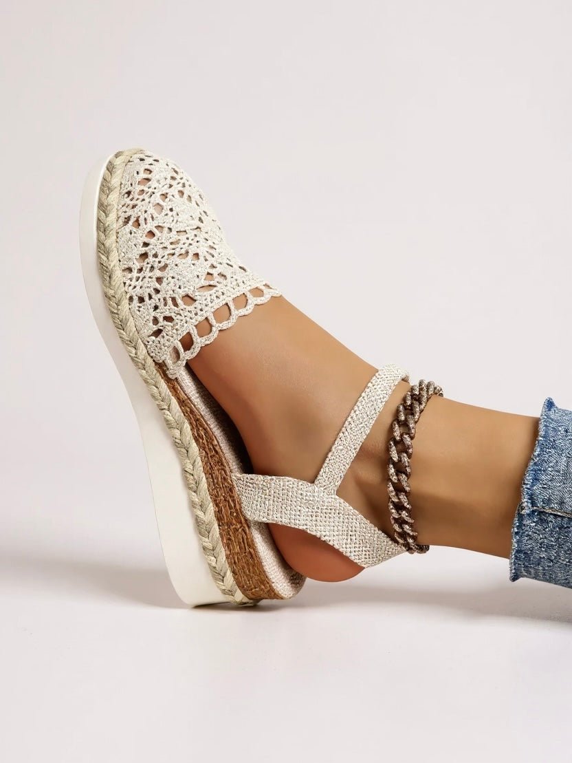 Boho Platform Sandals Crochet Woven Espadrille Women