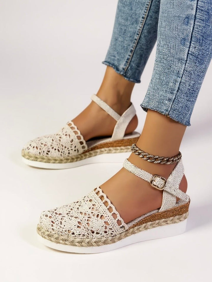 Boho Platform Sandals Crochet Woven Espadrille Women