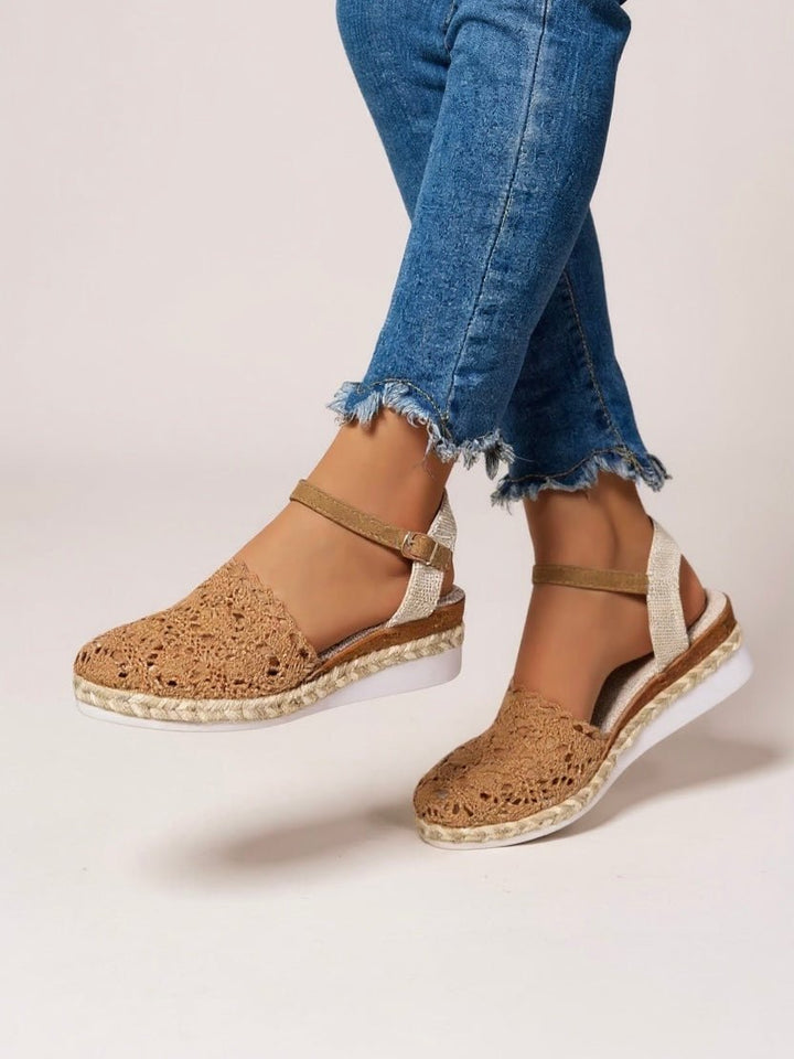 Boho Platform Sandals Crochet Woven Espadrille Women