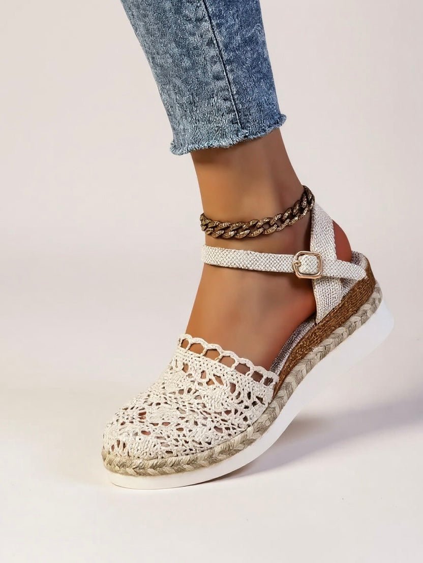 Boho Platform Sandals Crochet Woven Espadrille Women