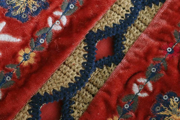 Boho Velvet Waistcoat Embroidered Paisley Print Layering