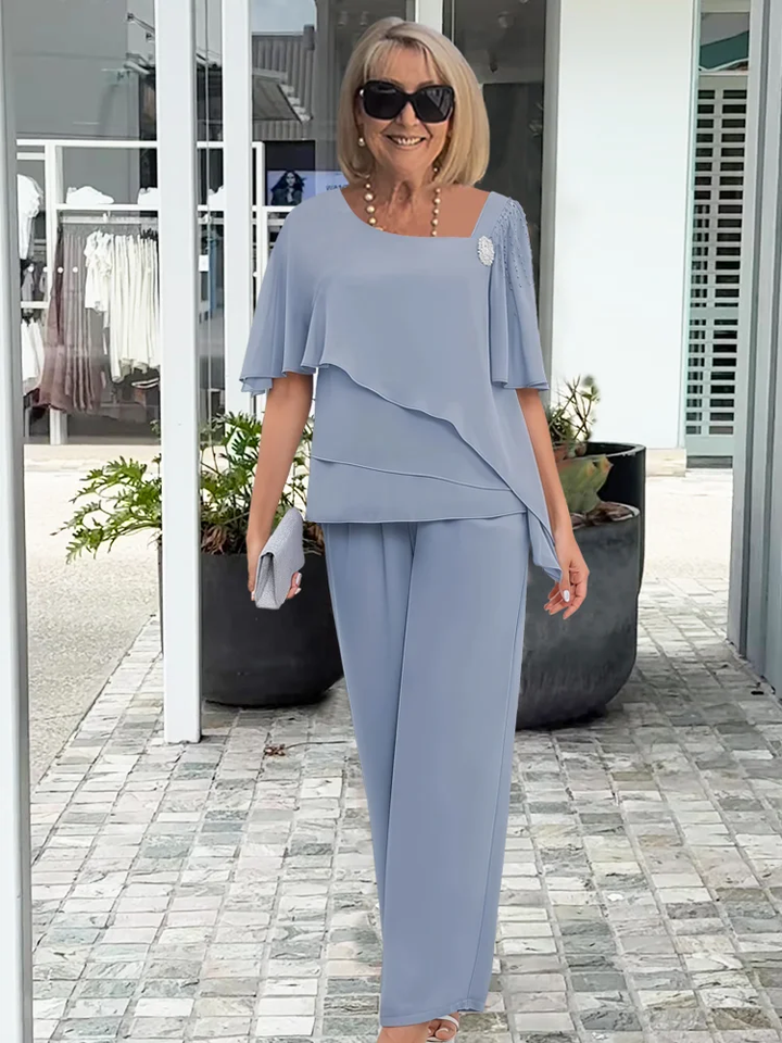 Audrey | Women’s Elegant Layered Evening Top And Pants Set