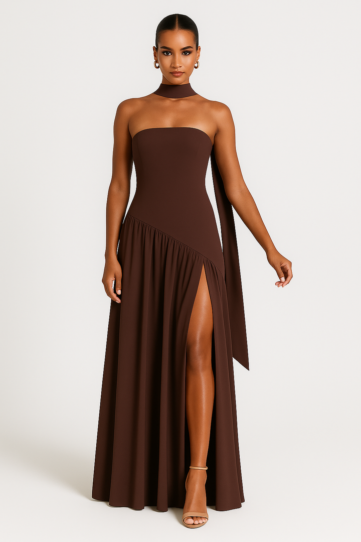 Annabelle | Women’s Stylish Strapless Slit Maxi Dress