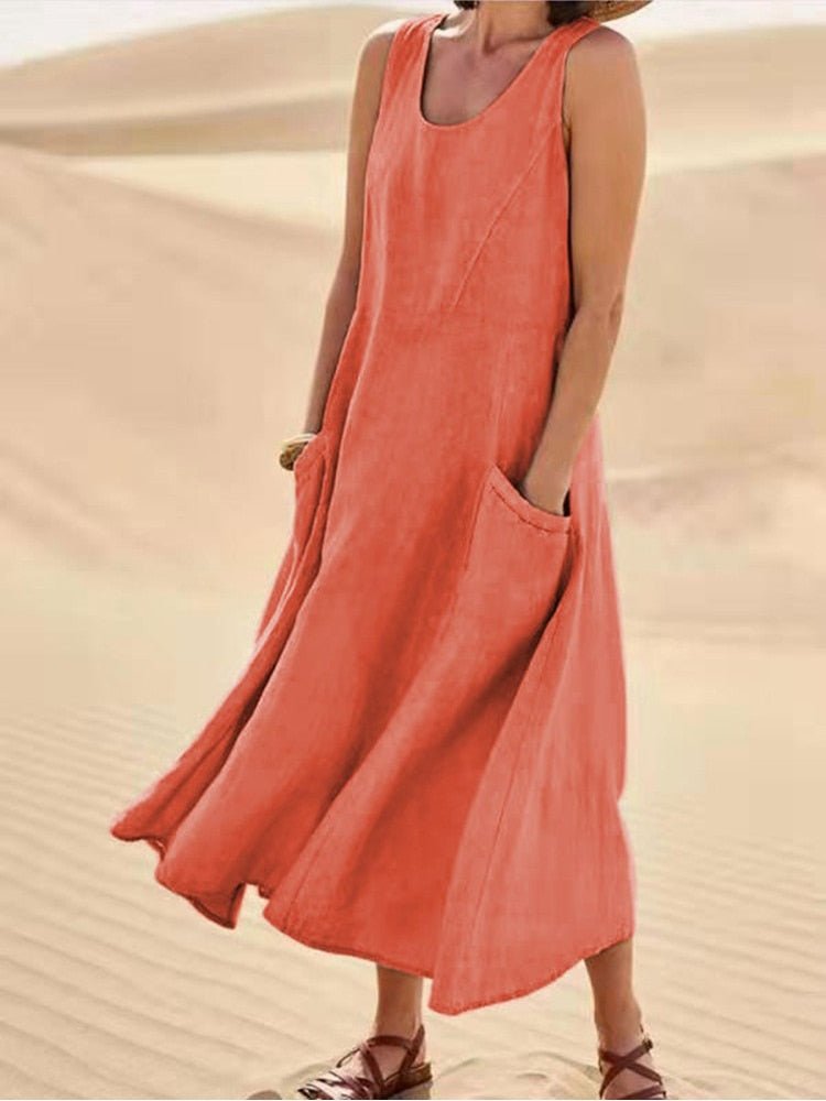 Ella | Women's Sleeveless Pocket Maxi Casual Dress