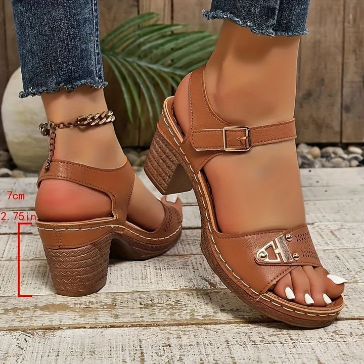 Cross-Strap Sandals Block Heel Cushioned Comfort Platform