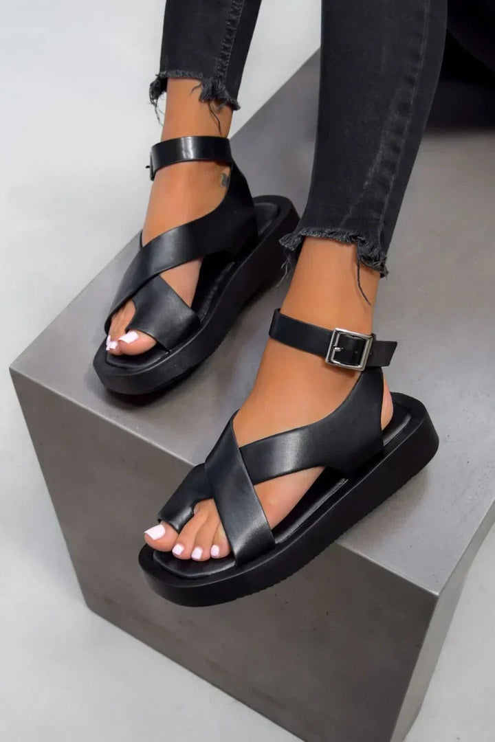 Cross-Strap Sandals Women's Platform Buckle Ankle Support