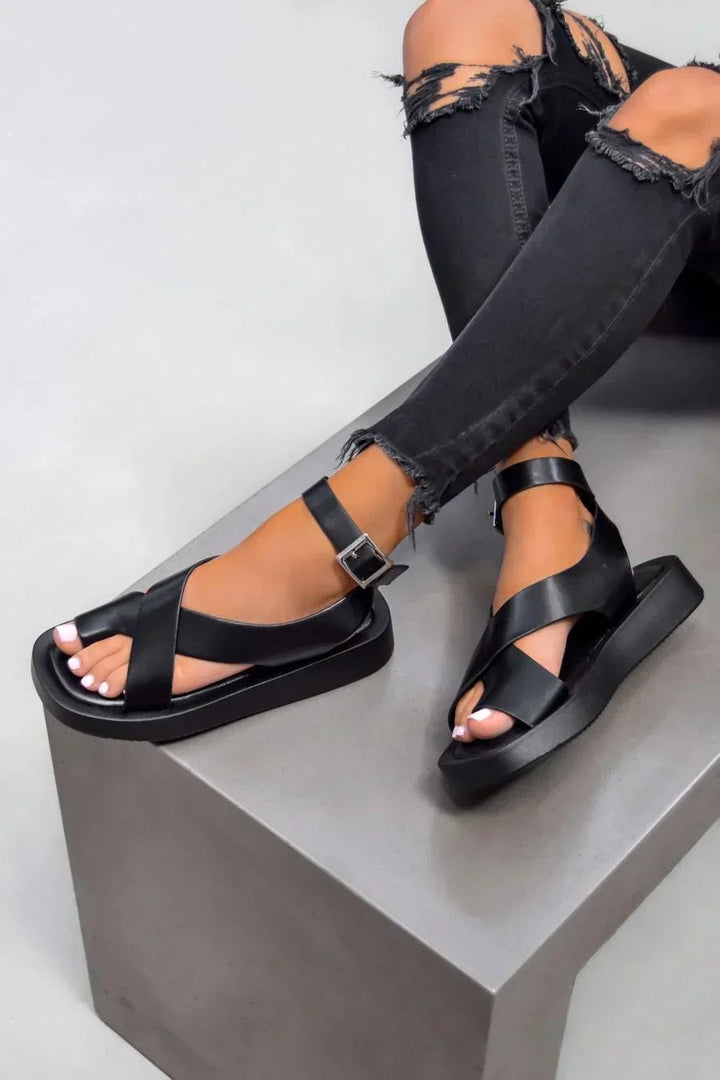 Cross-Strap Sandals Women's Platform Buckle Ankle Support