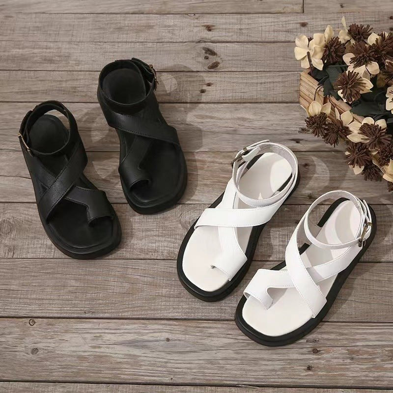 Cross-Strap Sandals Women's Platform Buckle Ankle Support
