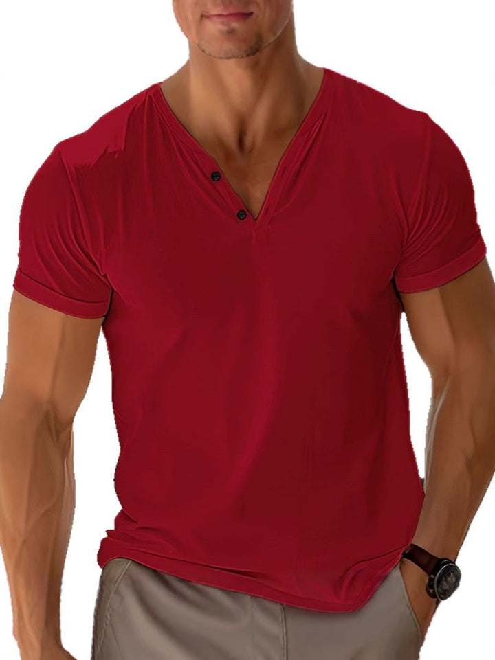 Benjamin | Men Plain Short Sleeve V Neck T Shirt