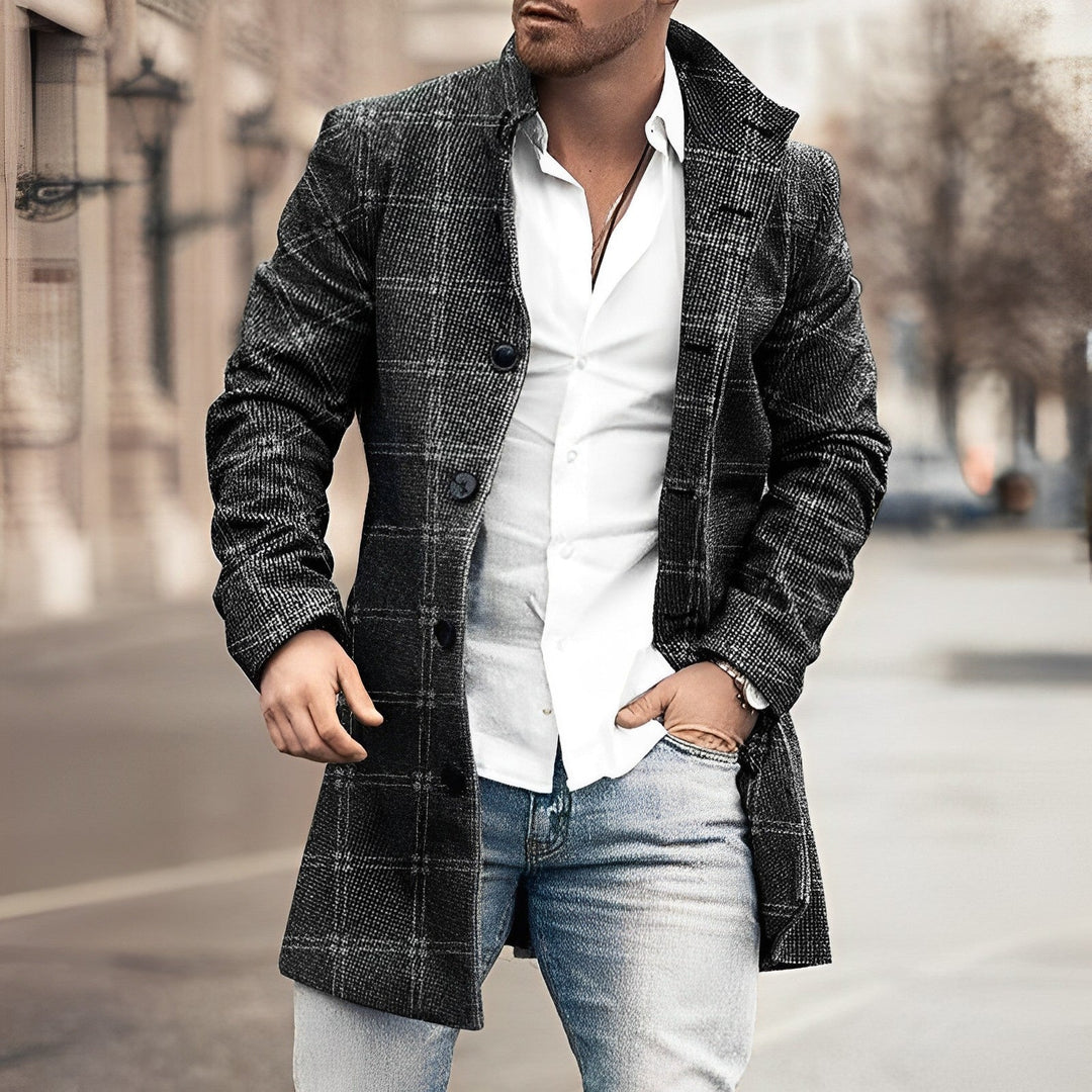 Alexander | Men's Houndstooth Checkered Long Coat
