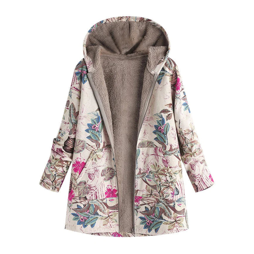 Casey | Women’s Winter Floral Coat with Hood