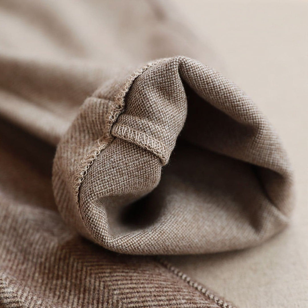 Luke | Men Classic Herringbone Pleated Dress Trousers