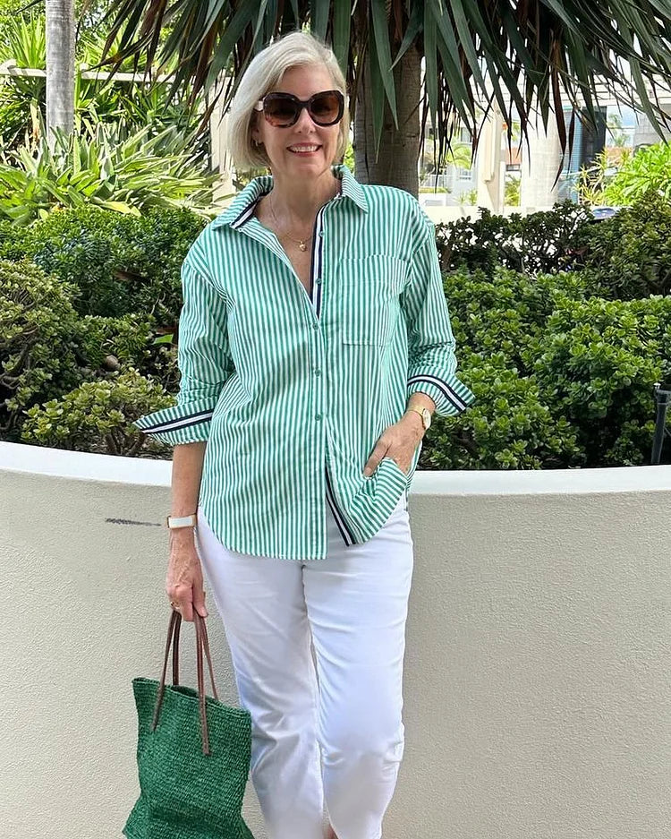 Elizabeth | Women’s Classic Striped Button Shirt