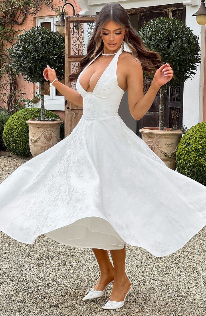 Chloe | Women’s Wedding Gues Dress Halter Midi Dress