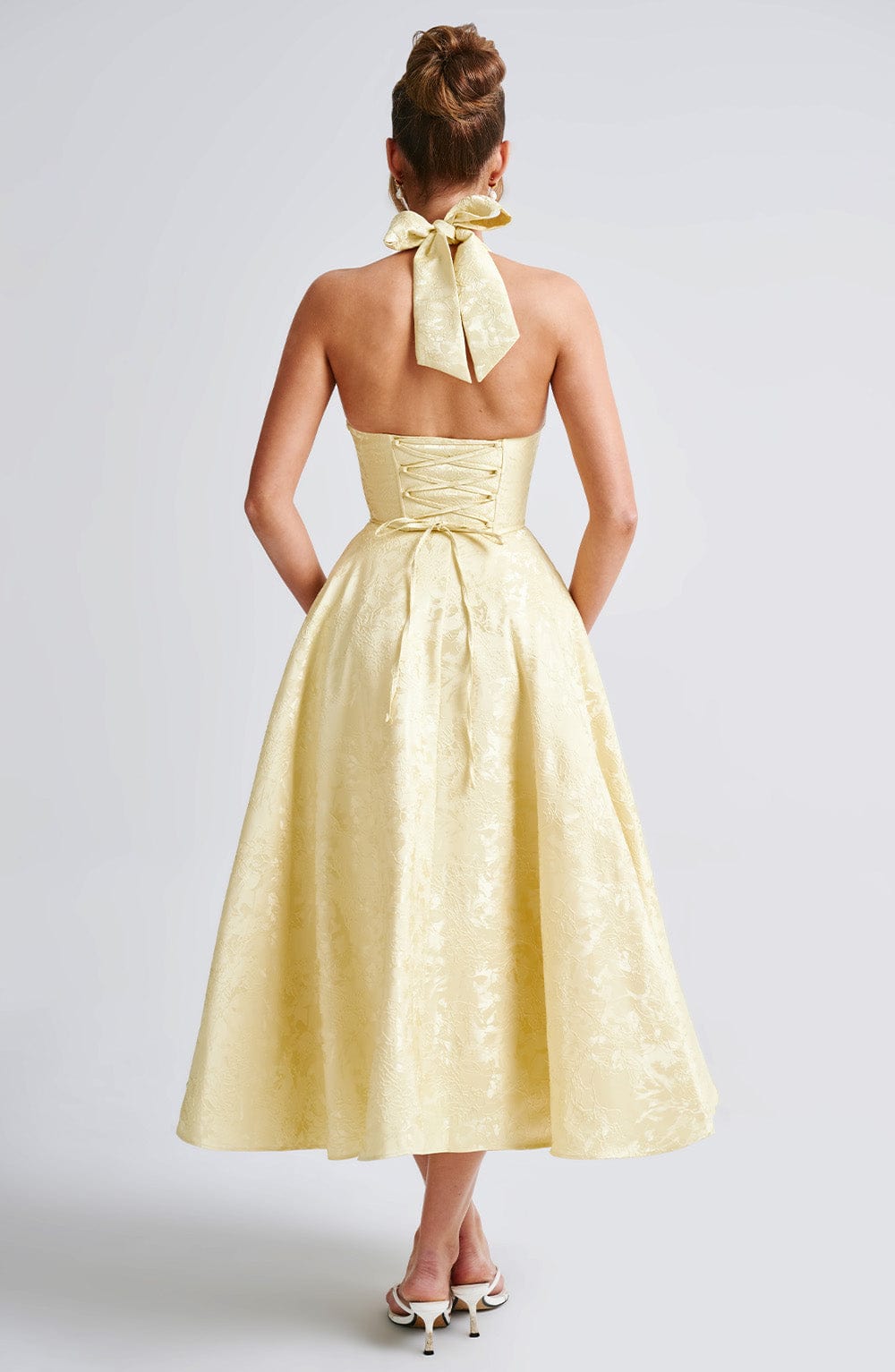 Hailey | Women Wedding Guest Halter Midi Dress