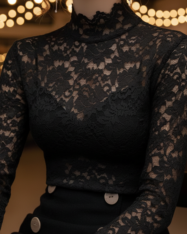 Grace | Women’s Spring Lace High-Neck Blouse