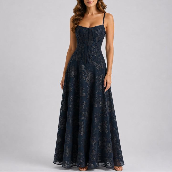 Fall Wedding Guest Dresses Floral Corset Maxi Dress