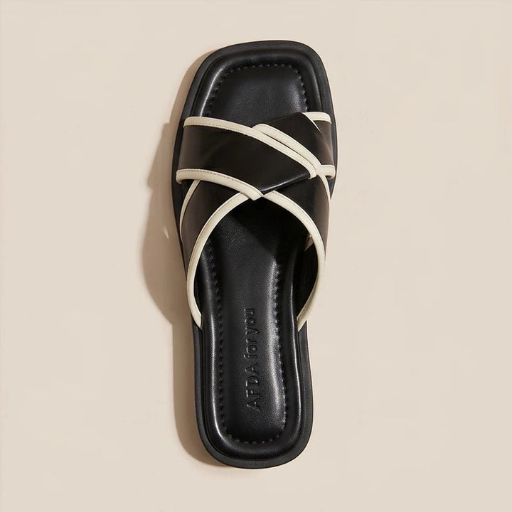 Fisherman Sandals Cross-Strap Slide Square Toe Cushioned