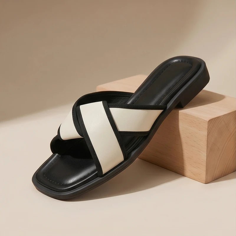 Fisherman Sandals Cross-Strap Slide Square Toe Cushioned - White