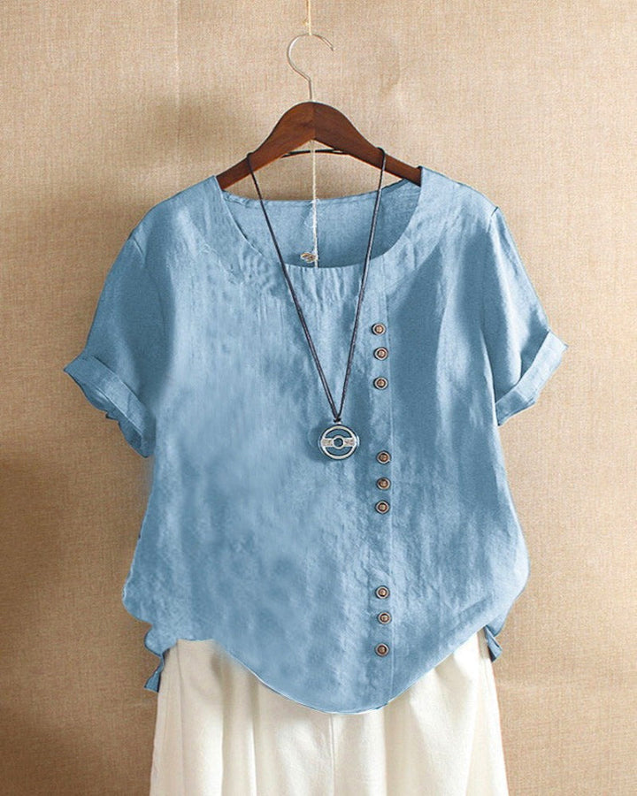 Delilah | Women Button Detail Casual Short Sleeve Blouse