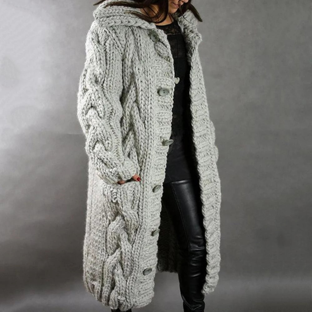 Diana | Women’s Oversized Cable Knit Button Cardigan