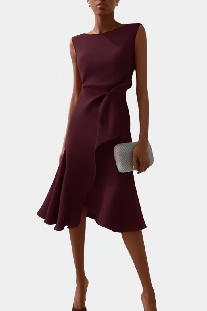Karen | Women’s Draped Asymmetric Midi Dress