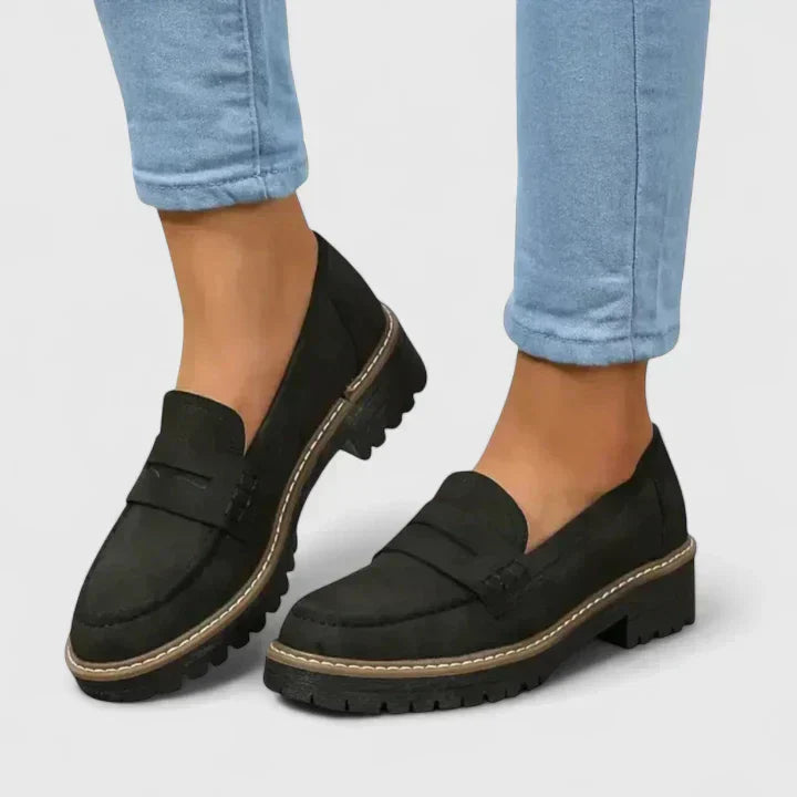 Anna | Womens Slip On Chunky Loafer Shoes