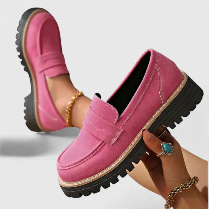 Anna | Womens Slip On Chunky Loafer Shoes