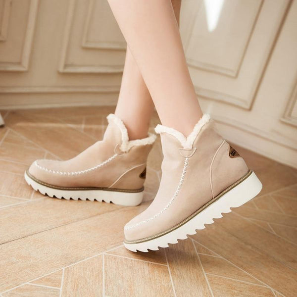 Bella | Women's Slip On Ankle Platform Stitch Detail Boots