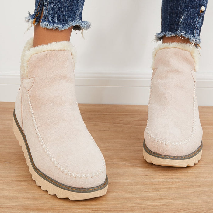 Bella | Women's Slip On Ankle Platform Stitch Detail Boots