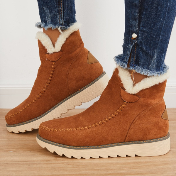 Bella | Women's Slip On Ankle Platform Stitch Detail Boots