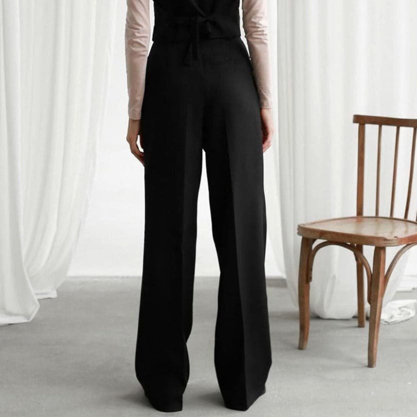 Linen Wide-Leg Trousers High-Waisted Pleated Green