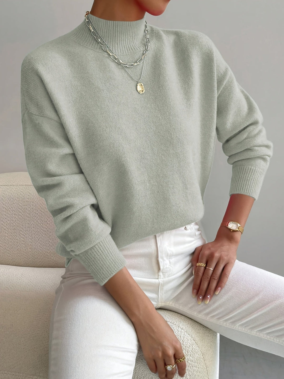 Emily | Women’s Spring Comfortable Mock Neck Sweater