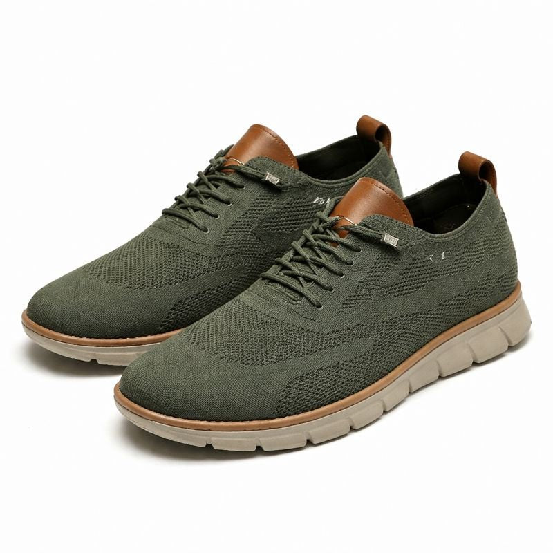 Men's Breathable Mesh Lace-Up Casual Trainers - Verde